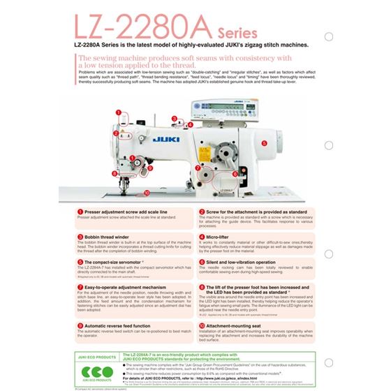 JUKI LZ-2280N Standard Zig Zag Sewing Machine